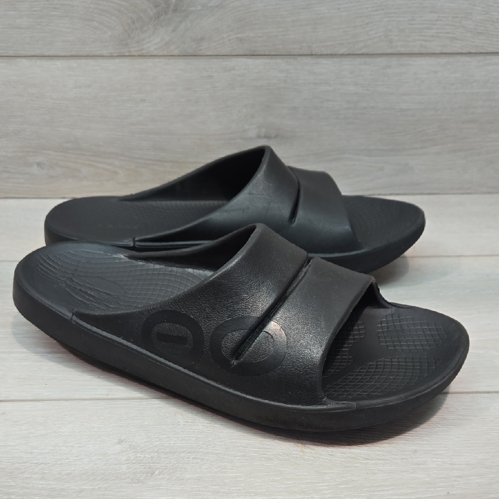 Oofos Mens Ooahh Black Slide Sandals Shoes Sz  11